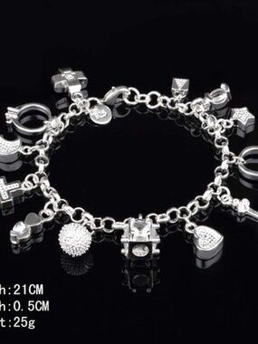 BRAND NEW S925 Silver Thirteen Hanging Pieces Bracelet